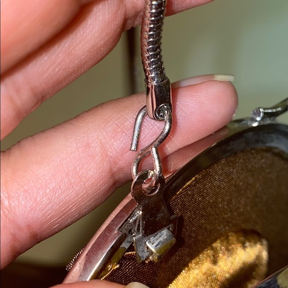 Brown evening bag w/crystals & kiss lock closure - Picture 4 of 12